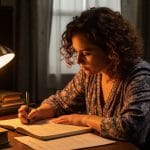 woman journaling to heal from father abandonment and forgive a deadbeat dad